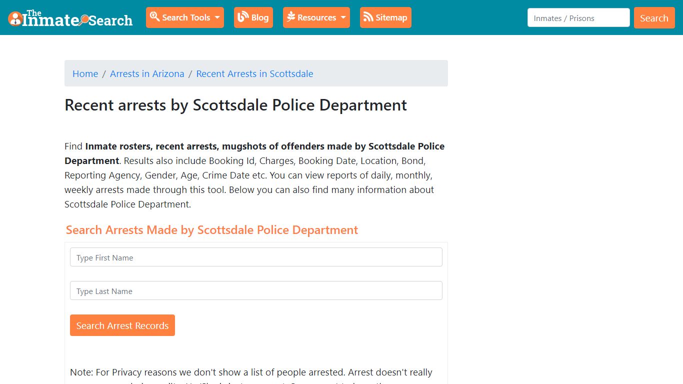 Recent arrests by Scottsdale Police Department | Mugshots, Rosters ...